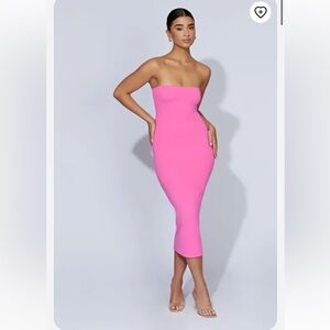 Meshki Cassidy strapless midi dress- Bubblegum Pink